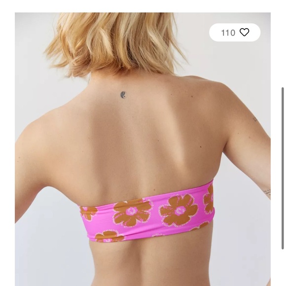 🩷🌺NWT UO Haut de Bikini Bandeau Top Lucy à Fleurs Out From Under 🌺🤎 - Picture 4 of 10